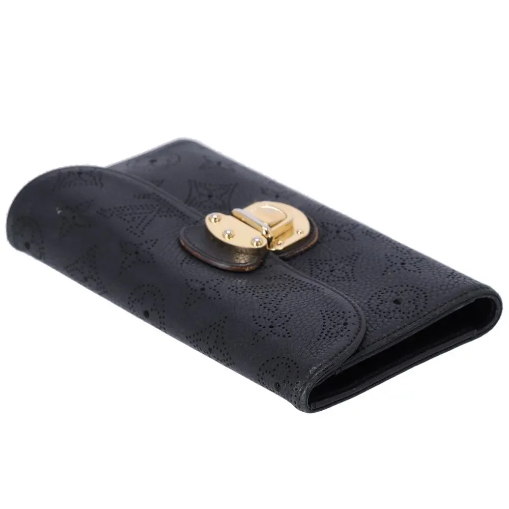 Louis Vuitton Amelia Mahina Monogram Long Trifold Wallet Black